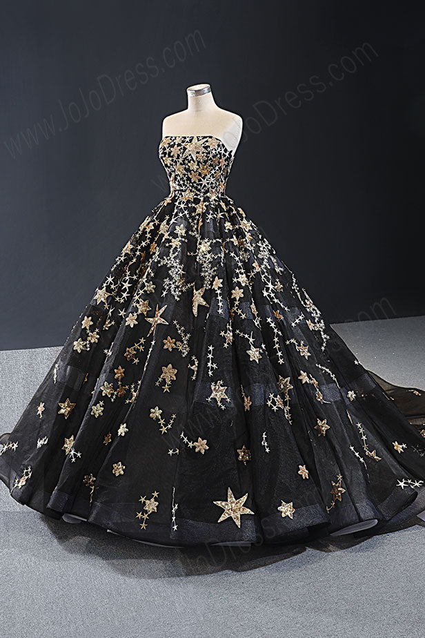 Black Gold Galaxy Ball Gown Formal ...